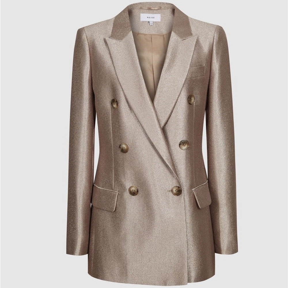 Shimmering Gold REISS
Mimi Double Breasted Blazer size 8 - Picture 7 of 11